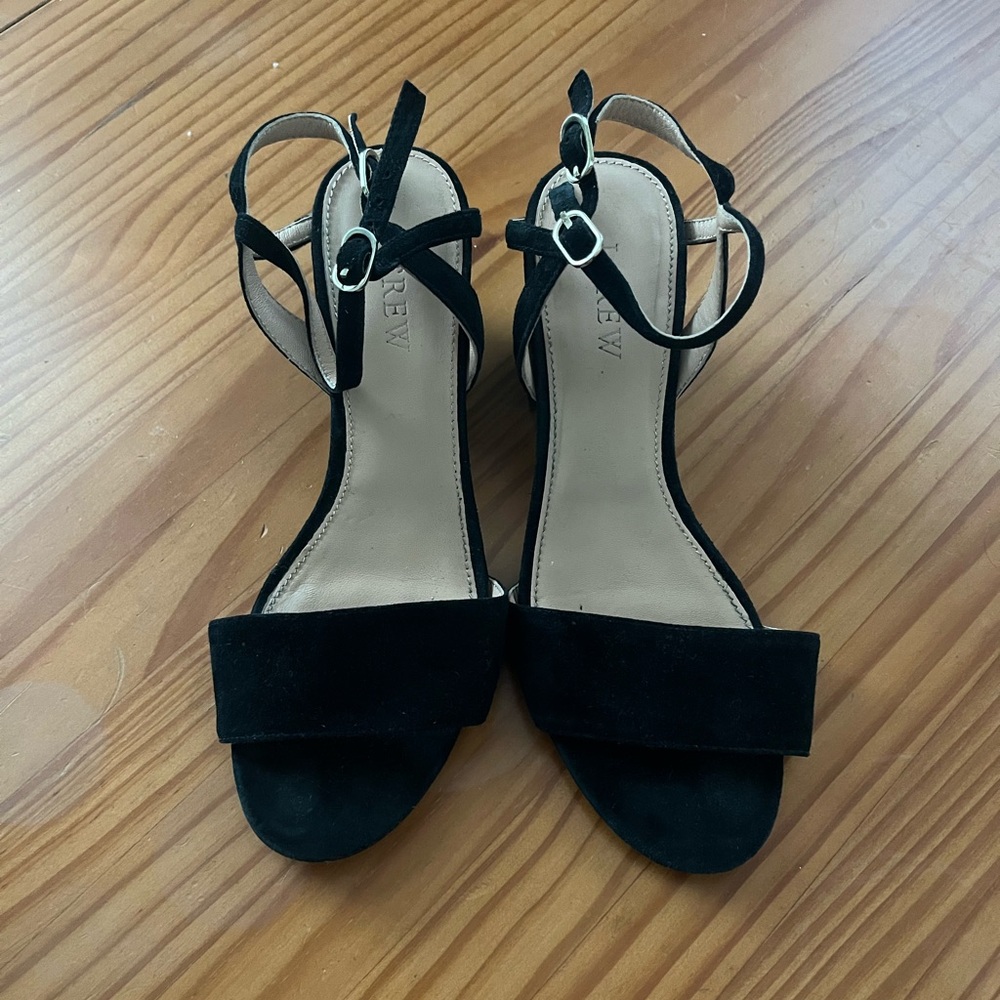 J Crew Strappy Block Heel Suede Sandals